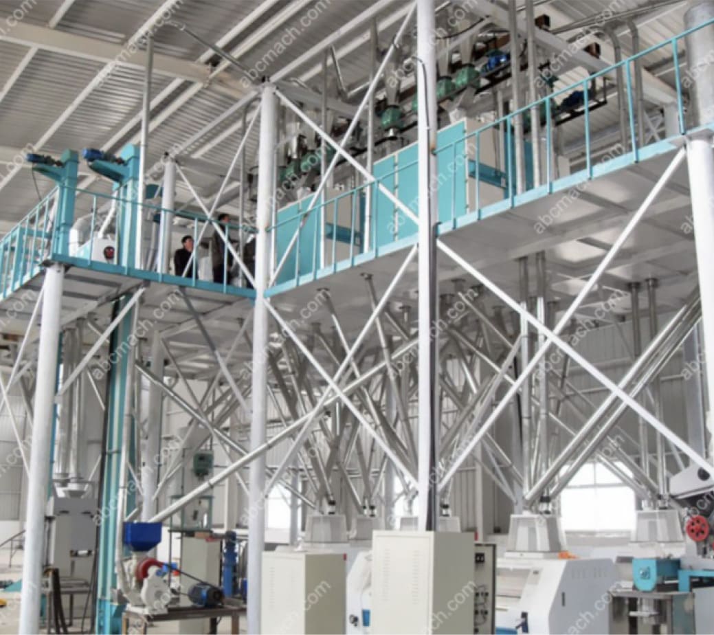 interior of a rice milling plant