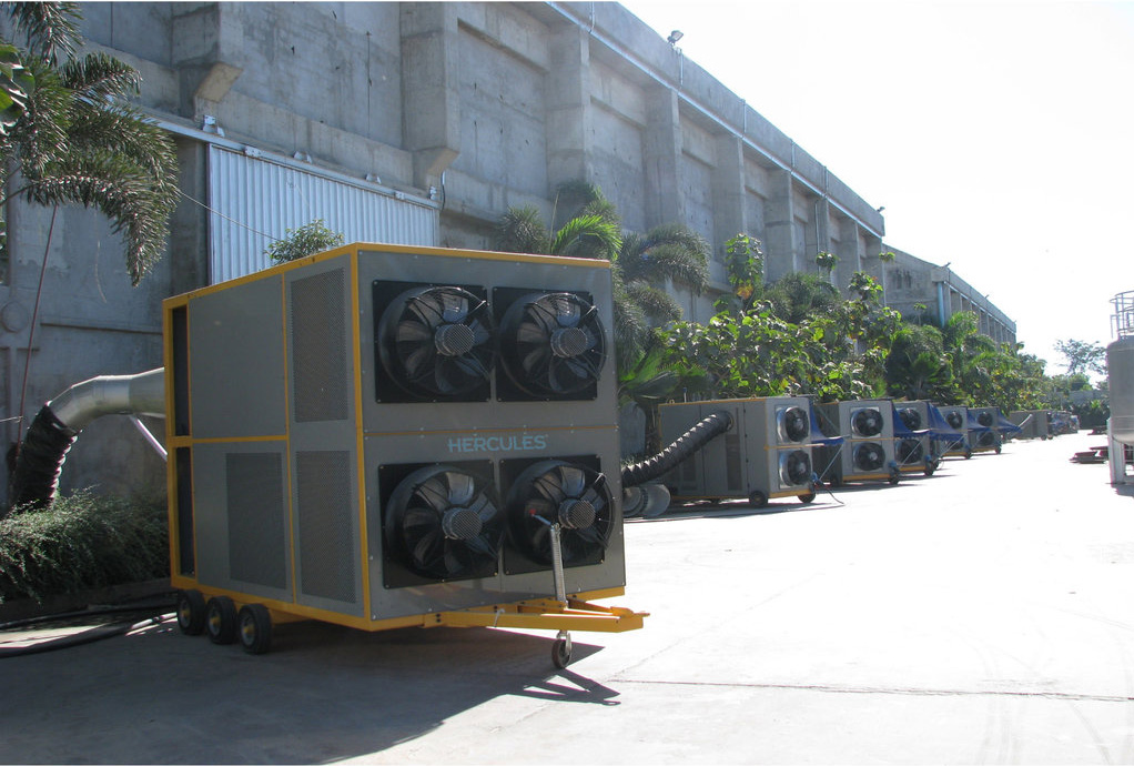 refrigeration condensers outside industrial building